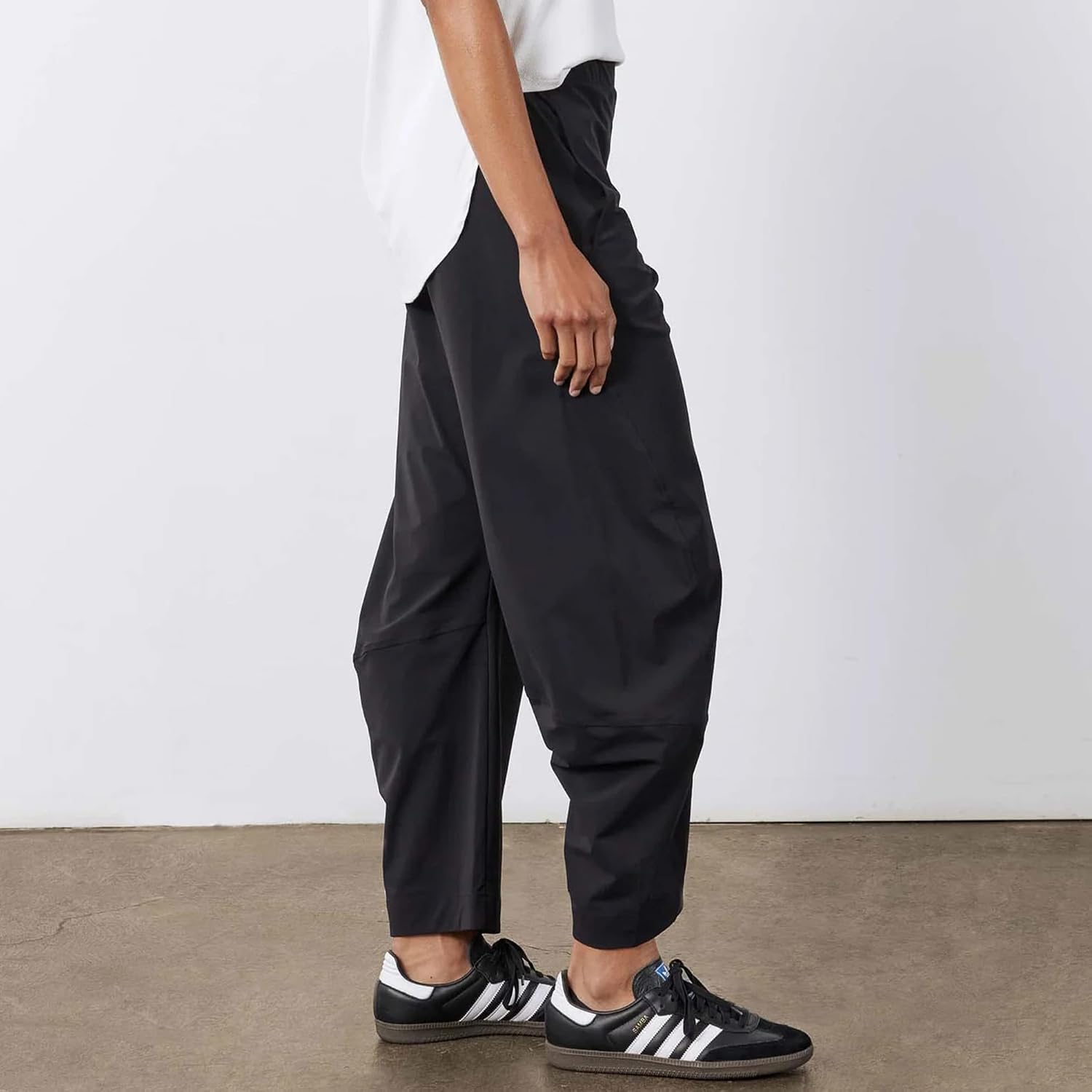Detalle de Yaykio Women's High-Waisted Barrel Pants, Stretch Quick-Dry Fabric
