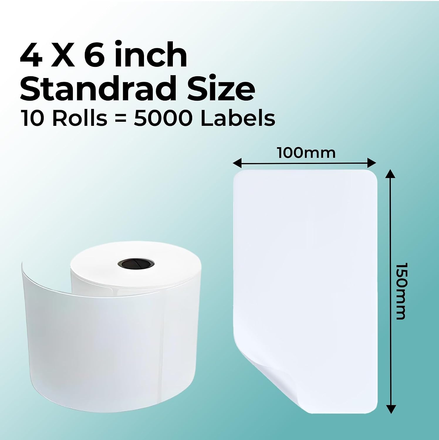 Detalle 2 de Double Dragon 100 x 150 mm Premium Coated Direct Thermal Labels for Zebra & MUNBYN (10 rolls, 5000 labels)