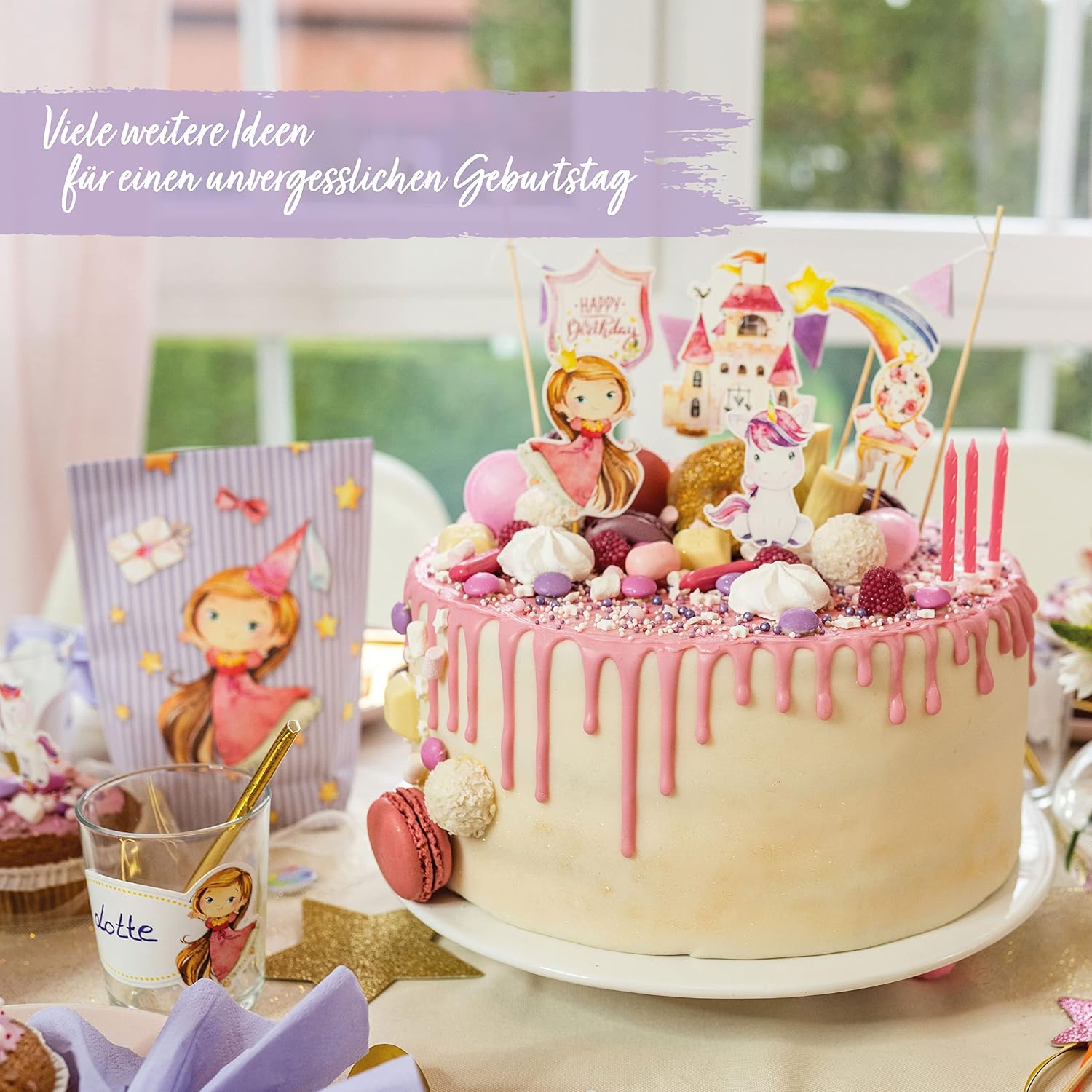 Thumbnail 6 de Papierdrachen Papierdrachen 12 bedruckte Geschenktüten zum Geburtstag – Thema Einhorn, 15er-Set (14 x 22 cm)