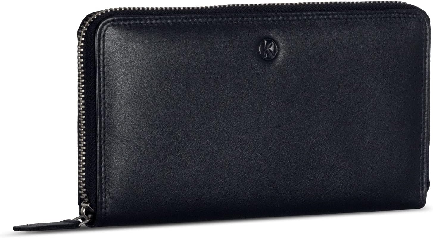 Thumbnail 6 de KORUTA Geldbörse Damen Leder mit RFID-Schutz – Großes Portemonnaie aus Echtleder, Braun (Querformat)