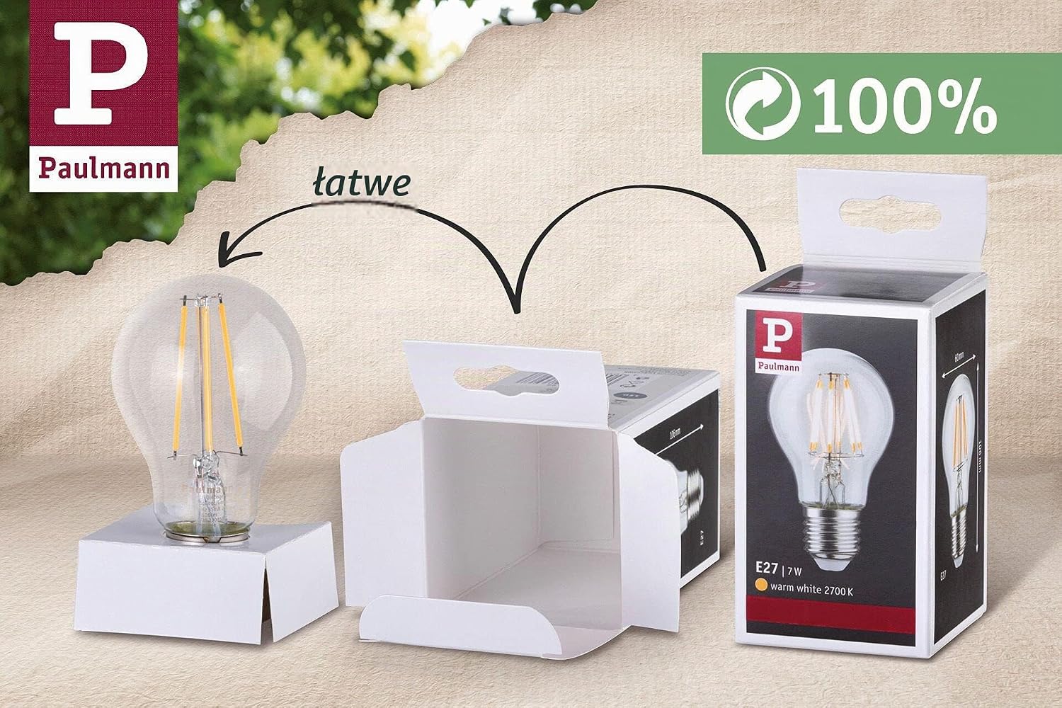 Detalle de Paulmann 28677 żarówka LED G95 E27, czarny chrom, 2700 K, ściemniana