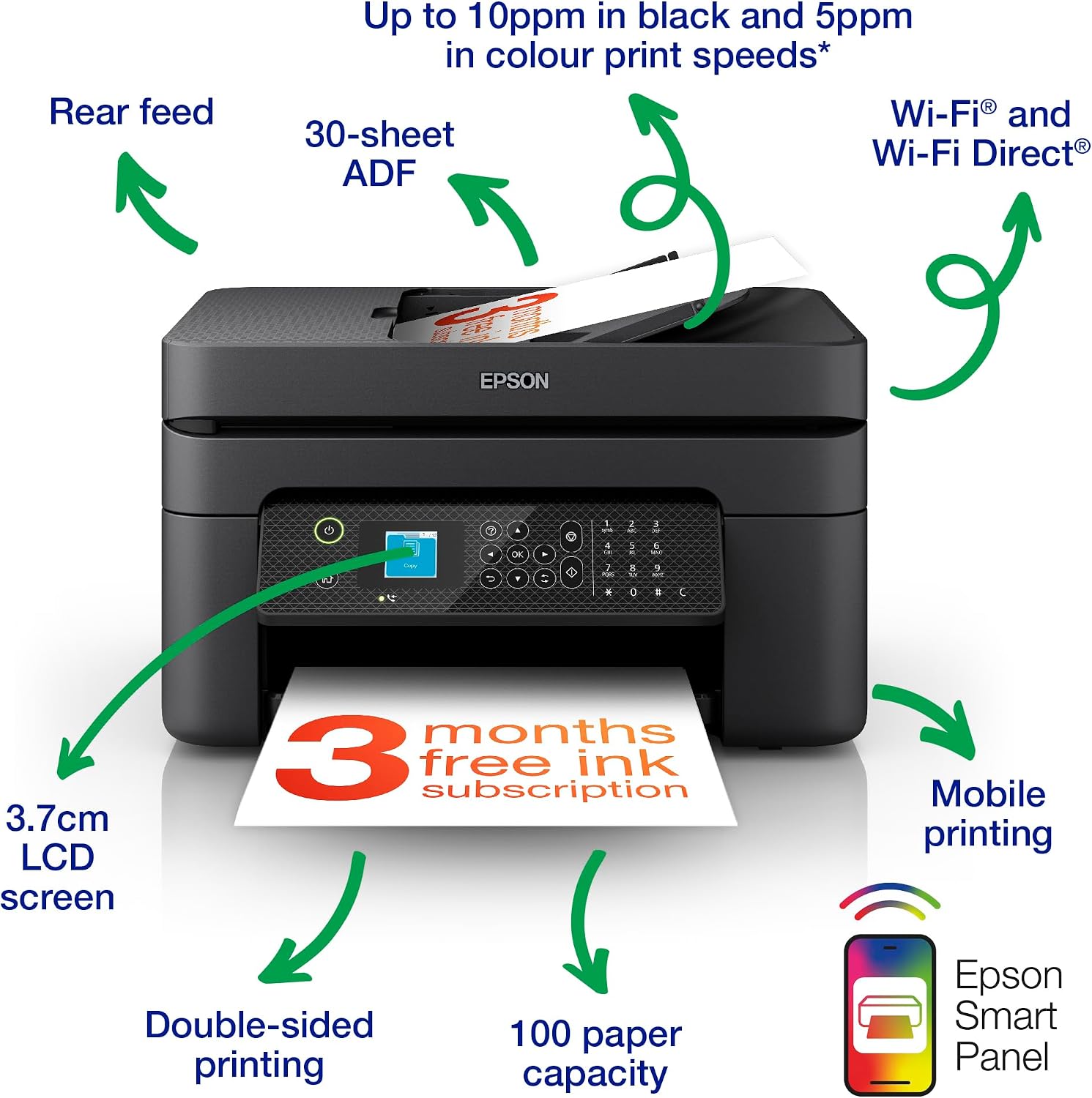 Detalle 2 de Epson WorkForce WF-2930DWF A4 wireless inkjet printer 🖨