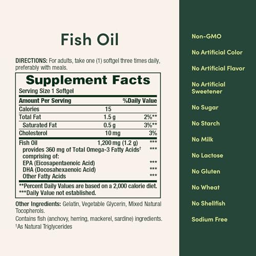 Thumbnail 4 de Nature's Bounty Fish Oil Omega-3 Supplements — 1200 Mg, 200 Softgels