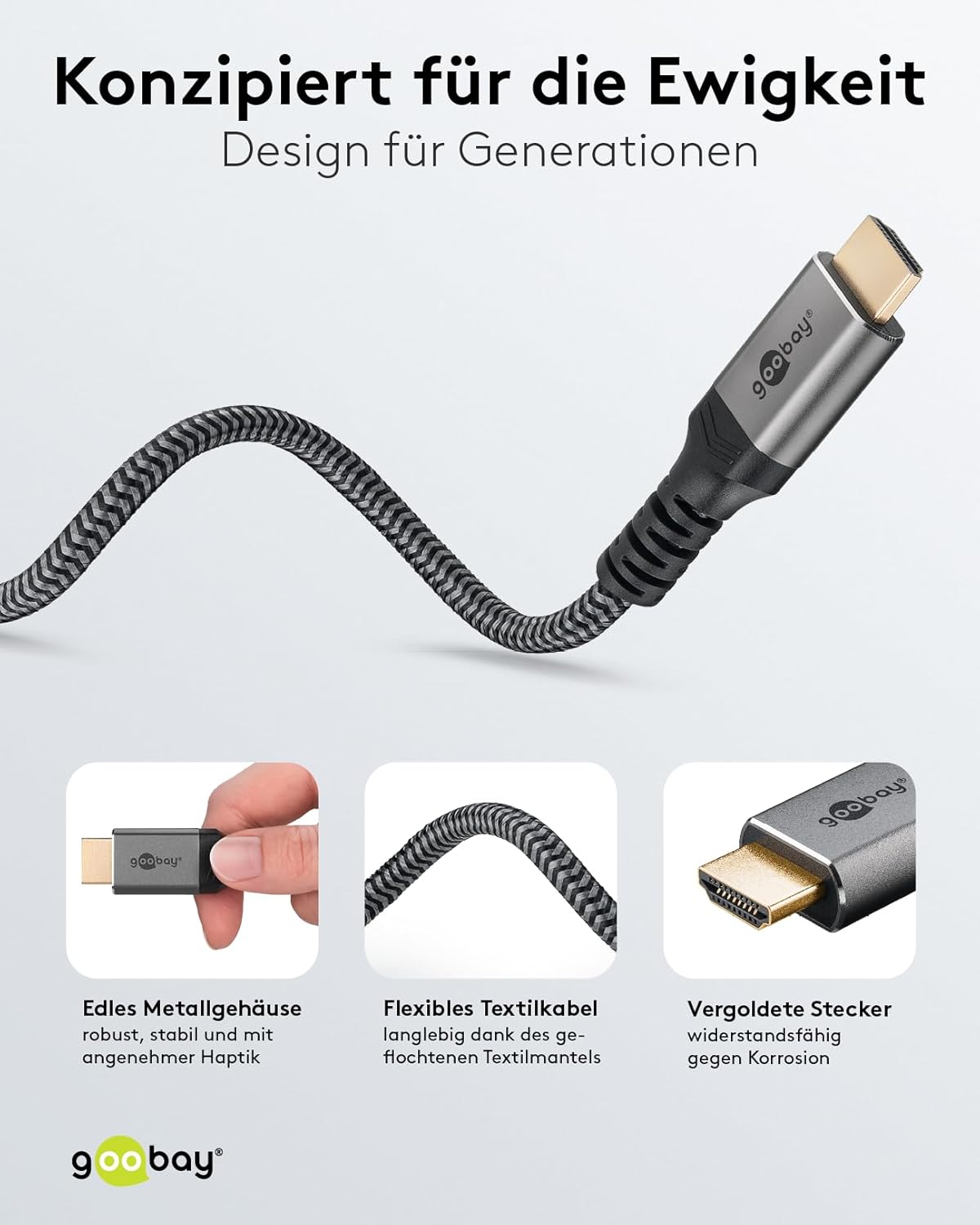 Detalle de goobay 65270 DisplayPort 1.2 zu HDMI 2.0 Kabel – 3 m, unidirektional, 4K @ 50/60 Hz