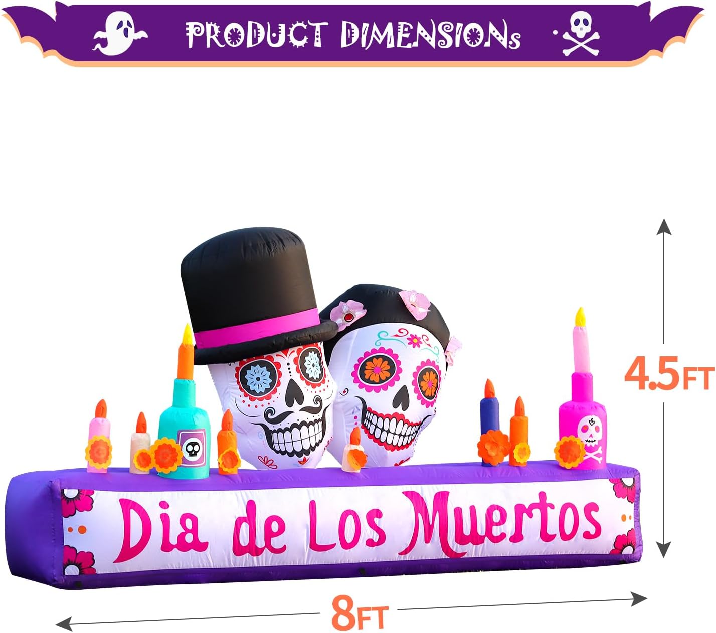 Detalle de DomKom Sugar Skulls Altar 8FT Inflatable Halloween Decoration with LEDs