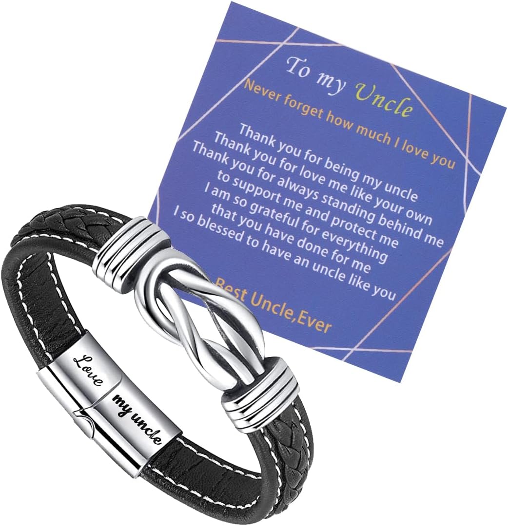 Thumbnail 5 de To My Son Leather Bracelet with “Love My Son” Engraving and Stainless Steel Clasp – braided gift for men