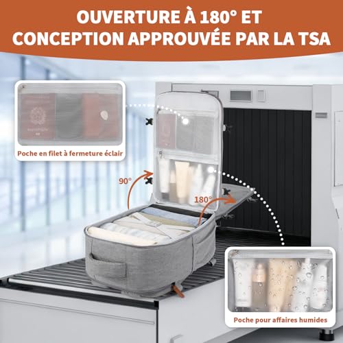 Detalle de ZOMFELT sac à dos cabine 40 × 30 × 20, 24 L, compartiment ordinateur 15,6 pouces
