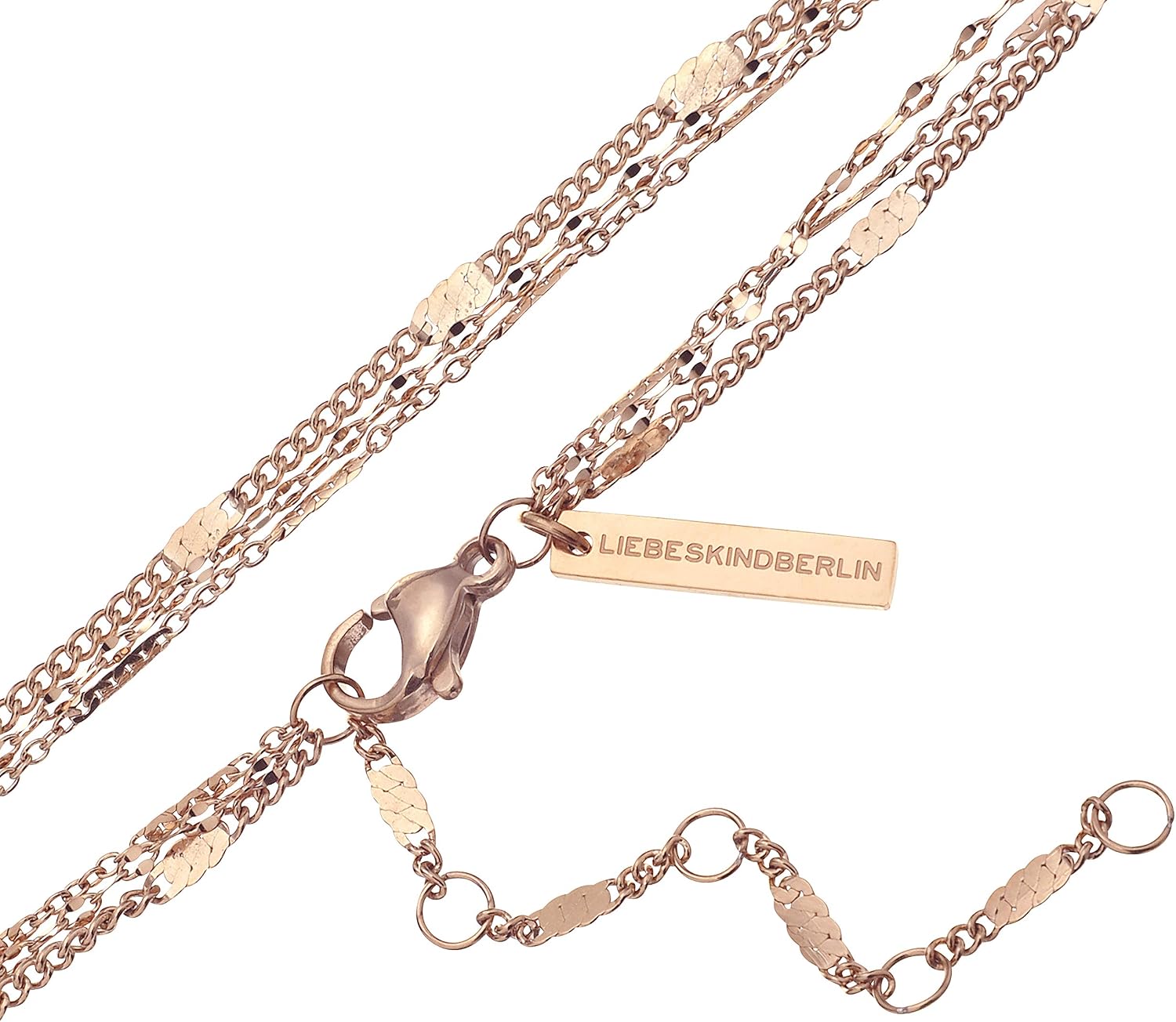 Detalle de LIEBESKIND BERLIN Armband Dreier Kettenmix – verstellbares Edelstahl-Design in Roségold