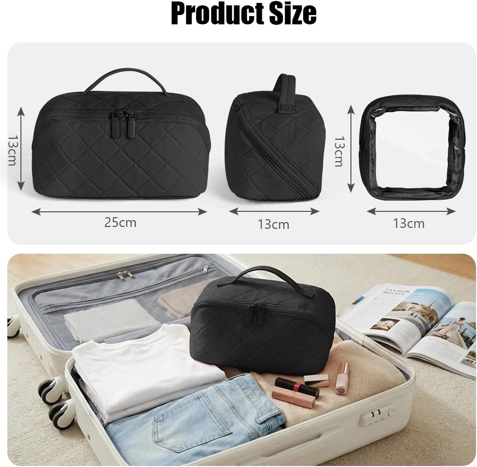 Detalle de URAQT Borsa da Toilette Grande da Viaggio con Mini Beauty Case: praticità e stile per i tuoi cosmetici