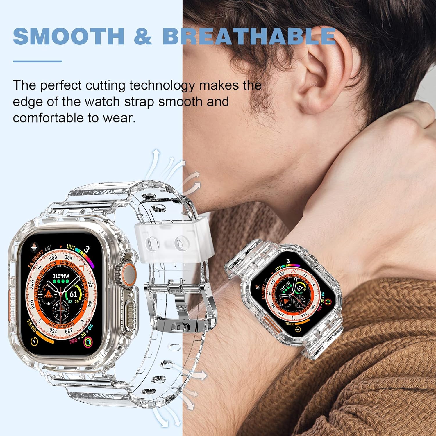 Thumbnail 5 de XYF Crystal Clear Apple Watch Ultra 3 Band (49mm) with Bumper Case, soft transparent TPU