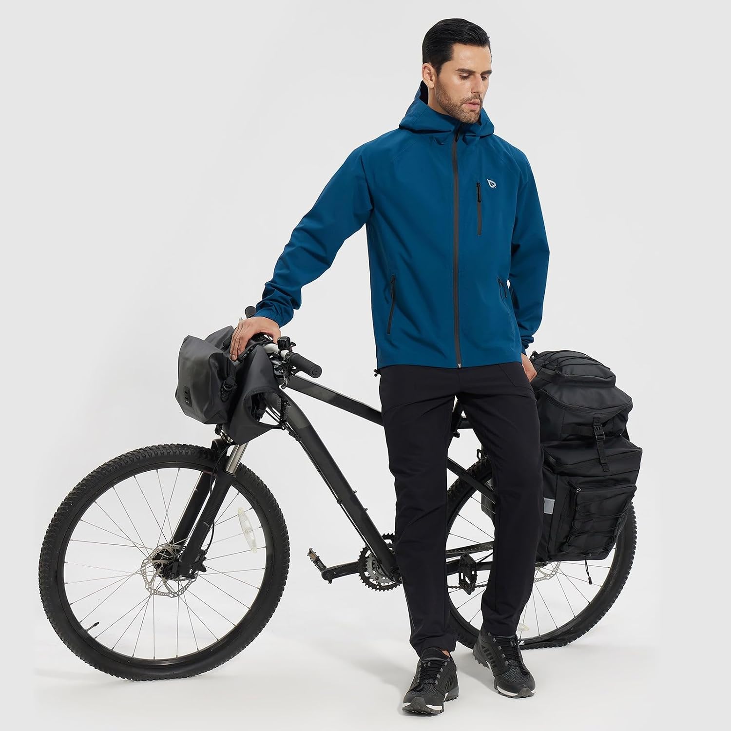 Detalle de baleaf Herren Regenjacke Fahrradjacke – Wasserdicht, atmungsaktiv und packbar mit Kapuze