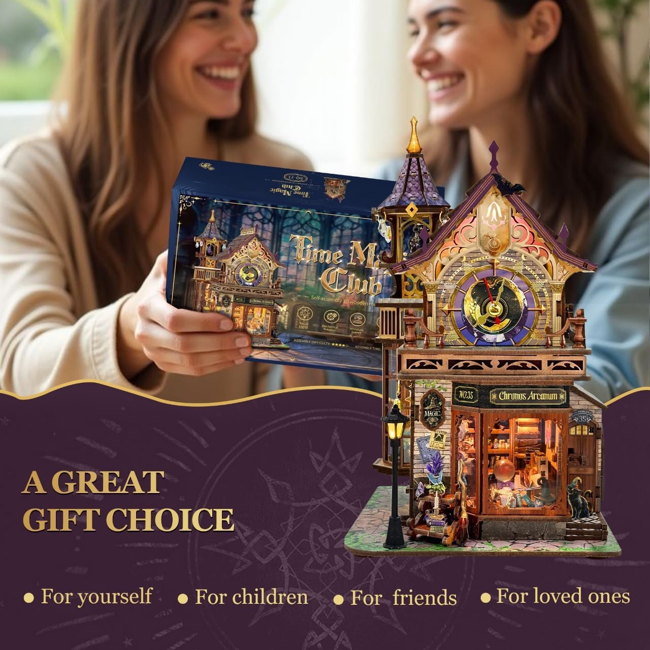 Detalle de Miggley DIY Miniature House Kit: Time Magic Club book nook 3D wooden puzzle