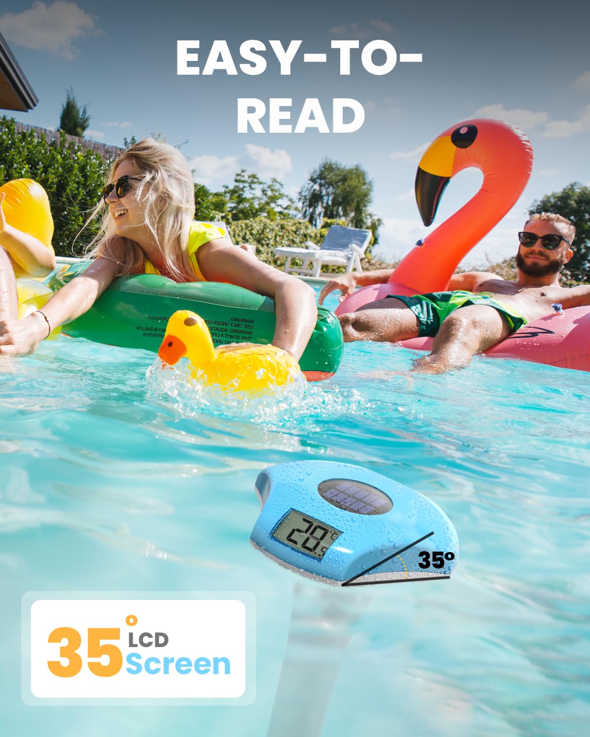 Detalle de BALDR Thermomètre de piscine flottant solaire étanche IPX8