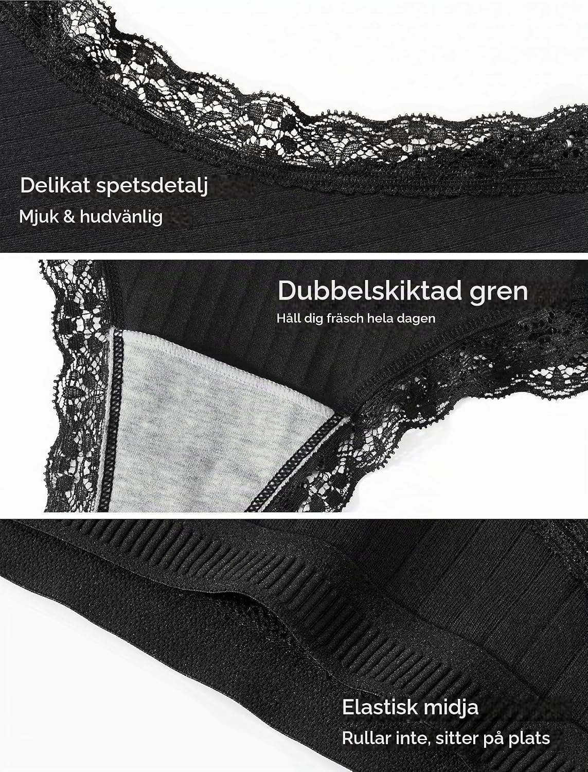 Detalle 1 de ANSUKOO stringtrosor i bomull, 6-pack med låg midja och sömlös tanga