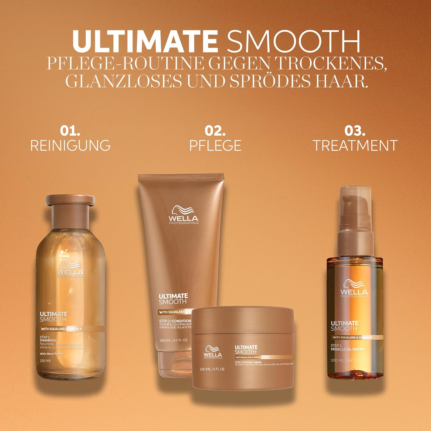 Thumbnail 4 de Wella Professionals Ultimate Smooth Hair Mask mit Squalan & Omega 9 – pflegende Haarkur gegen Frizz für trockenes, stumpfes Haar