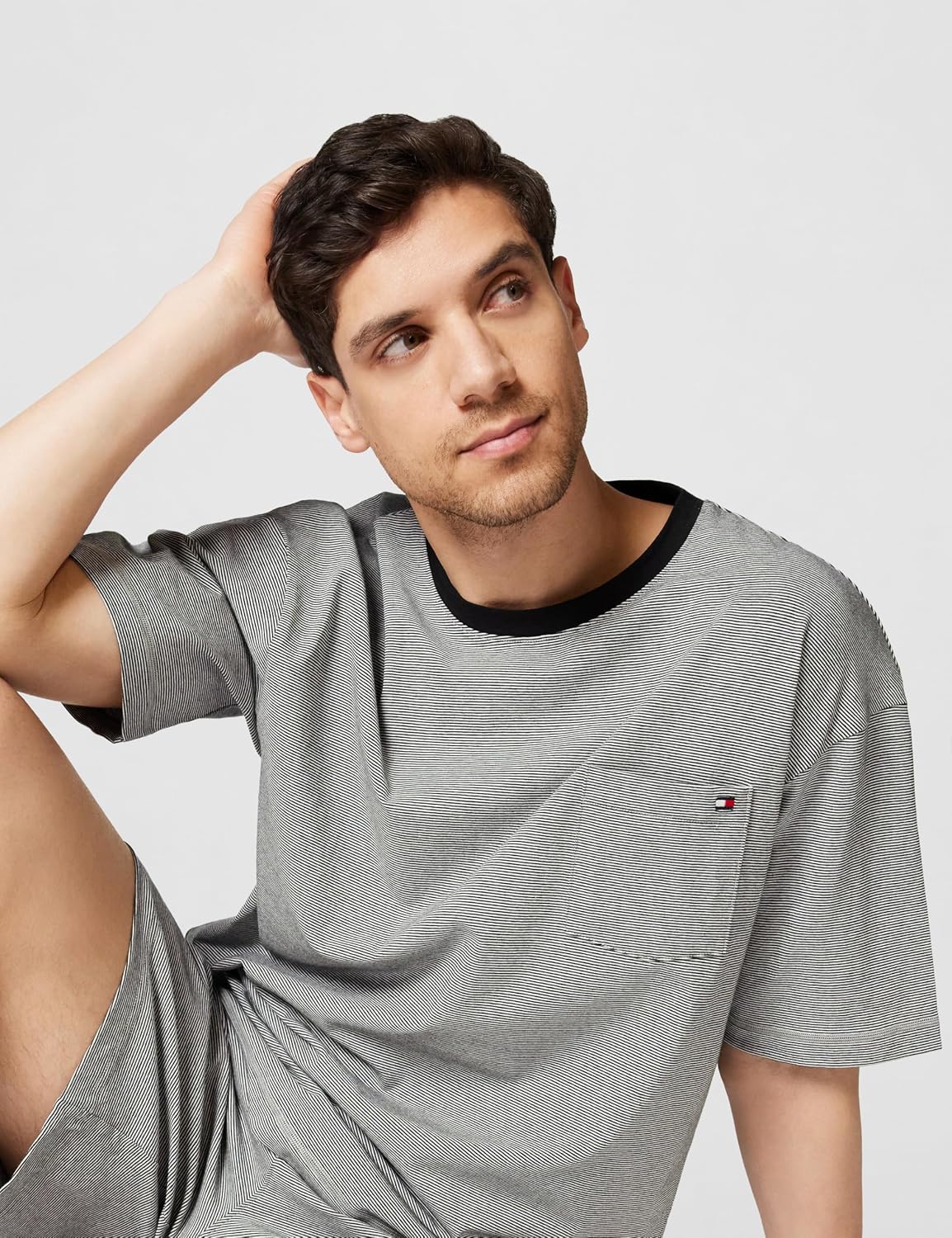Detalle de Tommy Hilfiger SS Jersey Pj Set Mini Stripe UM0UM03846 Set Uomo