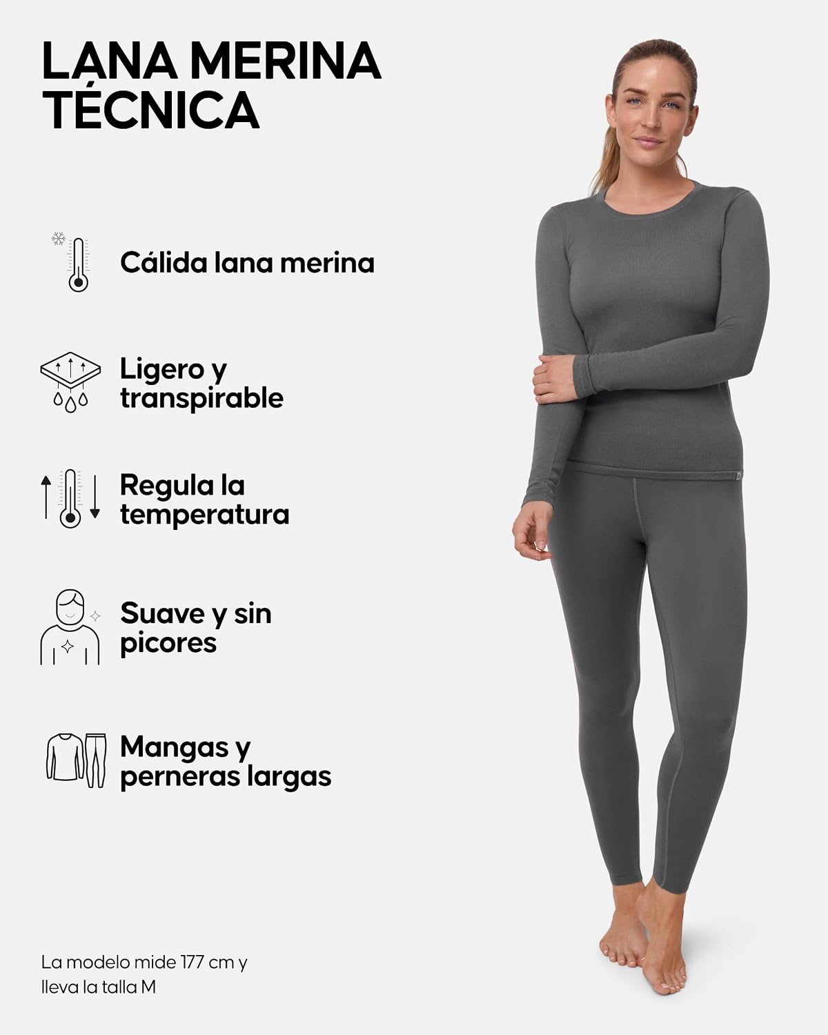 Detalle 2 de DANISH ENDURANCE Conjunto Térmico Lana Merino Mujer