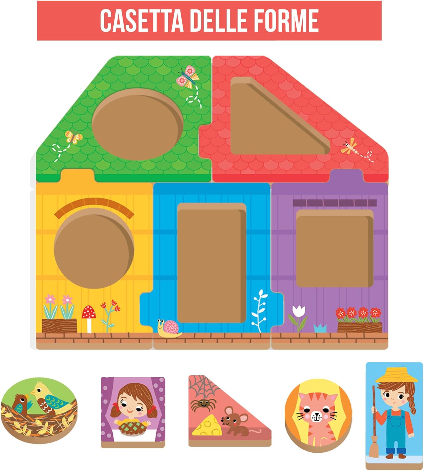 Detalle de HEADU Primi Giochi in Legno – Forme, Colori e Prima Logica: gioco educativo in legno 1–4 anni