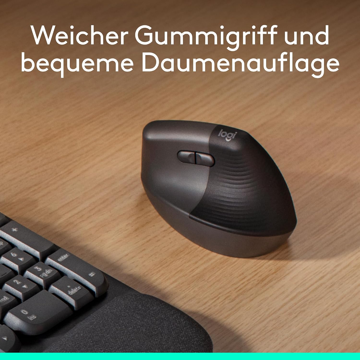 Detalle 2 de Logitech Lift Vertikale Maus Grau 57°