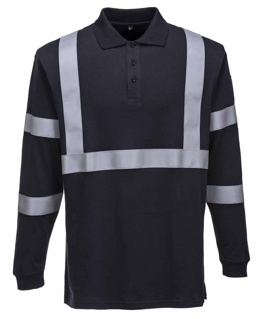Detalle 2 de Portwest FR03 Polo manica lunga resistente alla fiamma taglia XL Navy