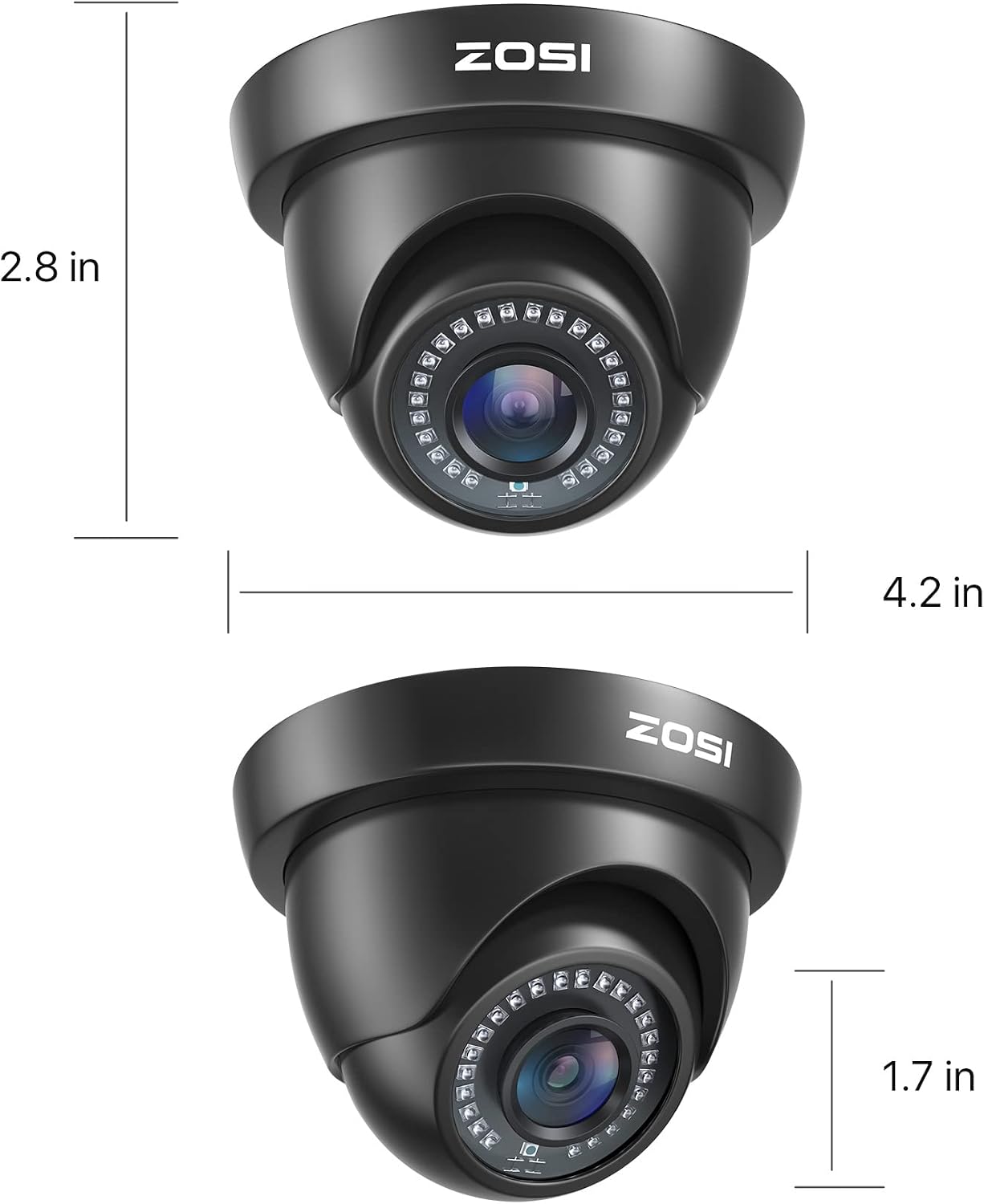 Thumbnail 4 de ZOSI 1080P 4pcs TVI Kit telecamere di sorveglianza con visione notturna, compatibile HD-TVI