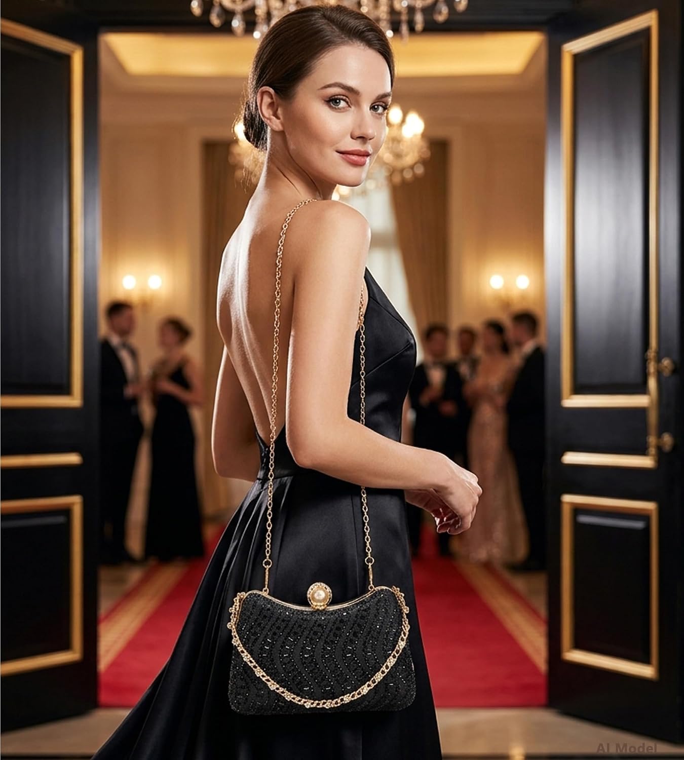 Thumbnail 1 de Sweetovo Rhinestone Evening Clutch in PU Fabric