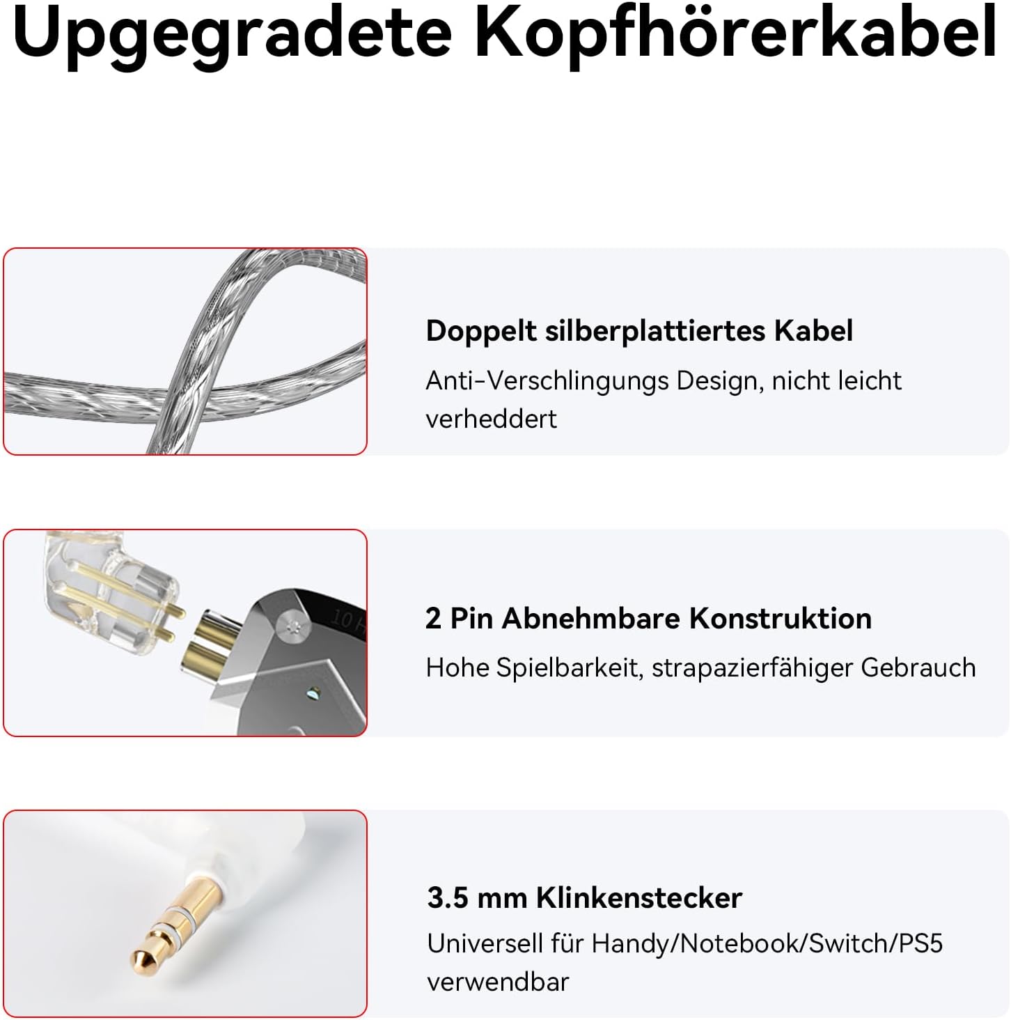 Thumbnail 5 de Yinyoo KZ ZS10 Pro kabelgebundene In-Ear Monitor Kopfhörer (Hybrid 4BA+1DD, 3,5-mm, 2-Pin)