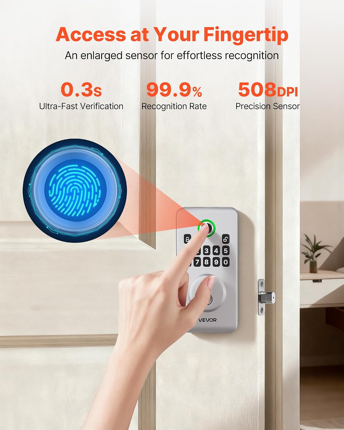 Thumbnail 2 de VEVOR Fingerprint Door Lock, Aluminum Alloy