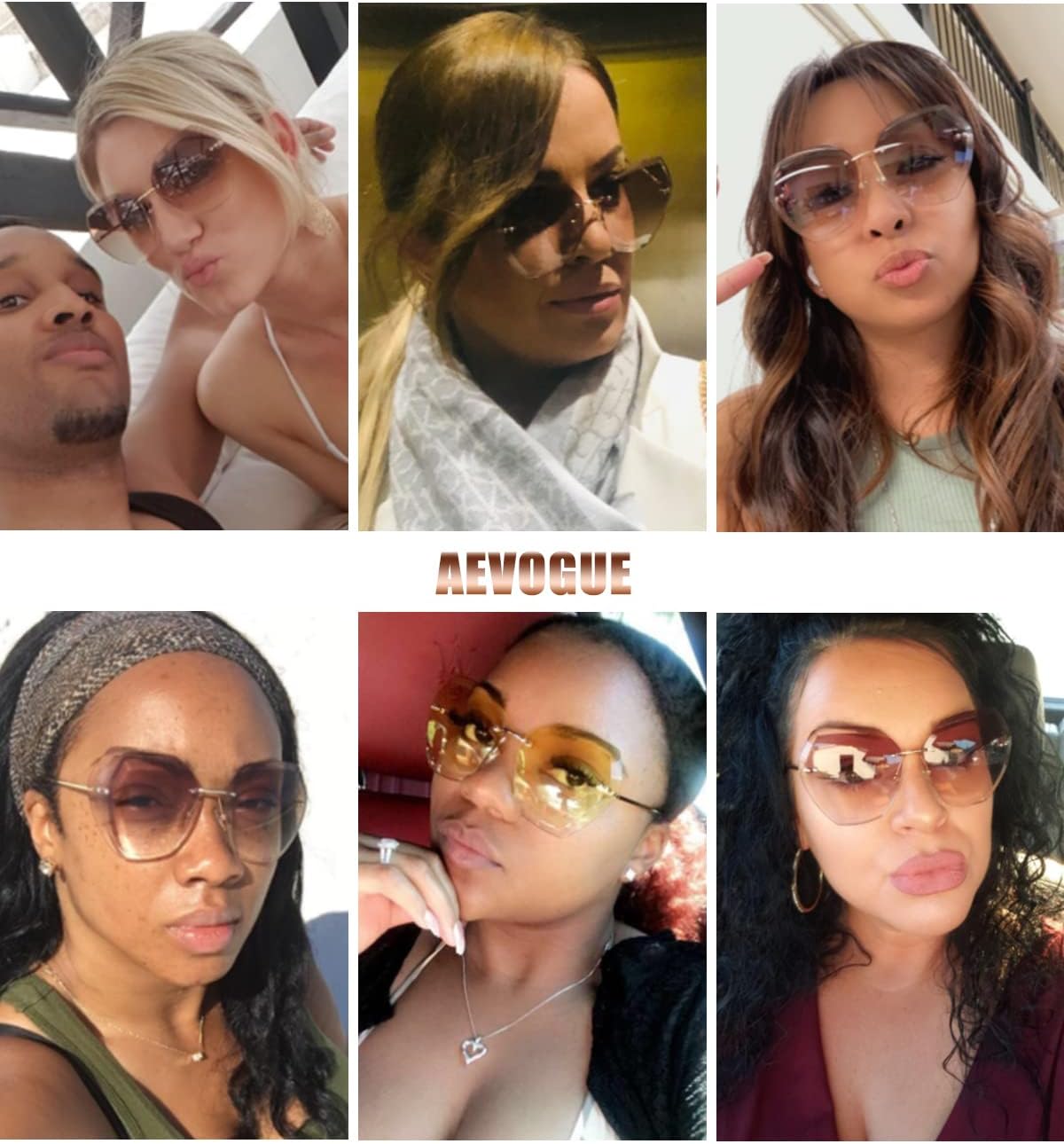 Thumbnail 2 de Kimorn Sunglasses for Women: Oversized Rimless Diamond Cutting Lens AE0534