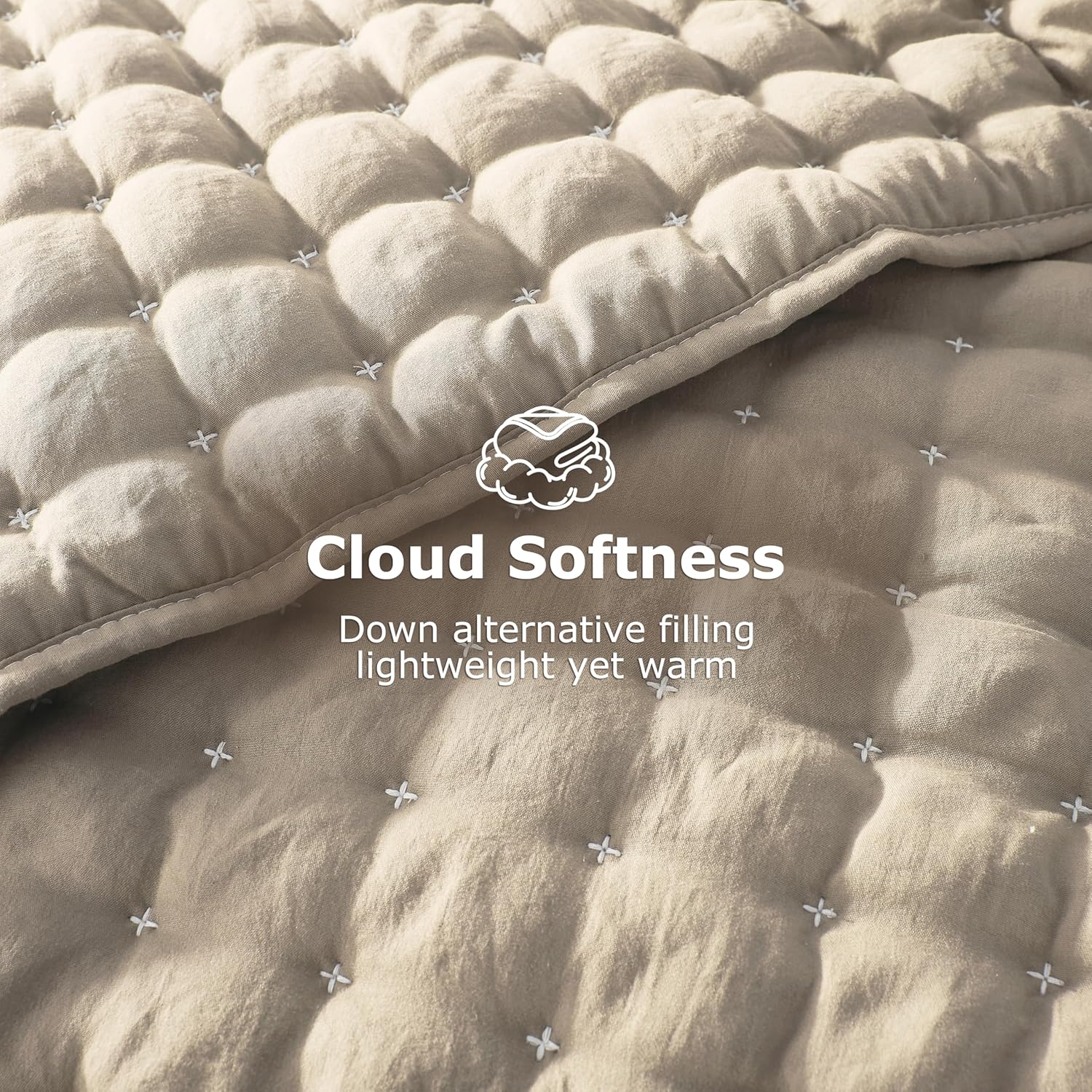 Thumbnail 2 de WDCOZY Beige California King Quilt Bedding Set with Pillow Shams (3 Pieces)