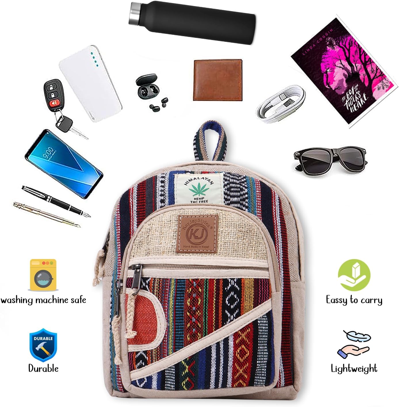 Detalle de KayJayStyles Hemp Mini Backpack