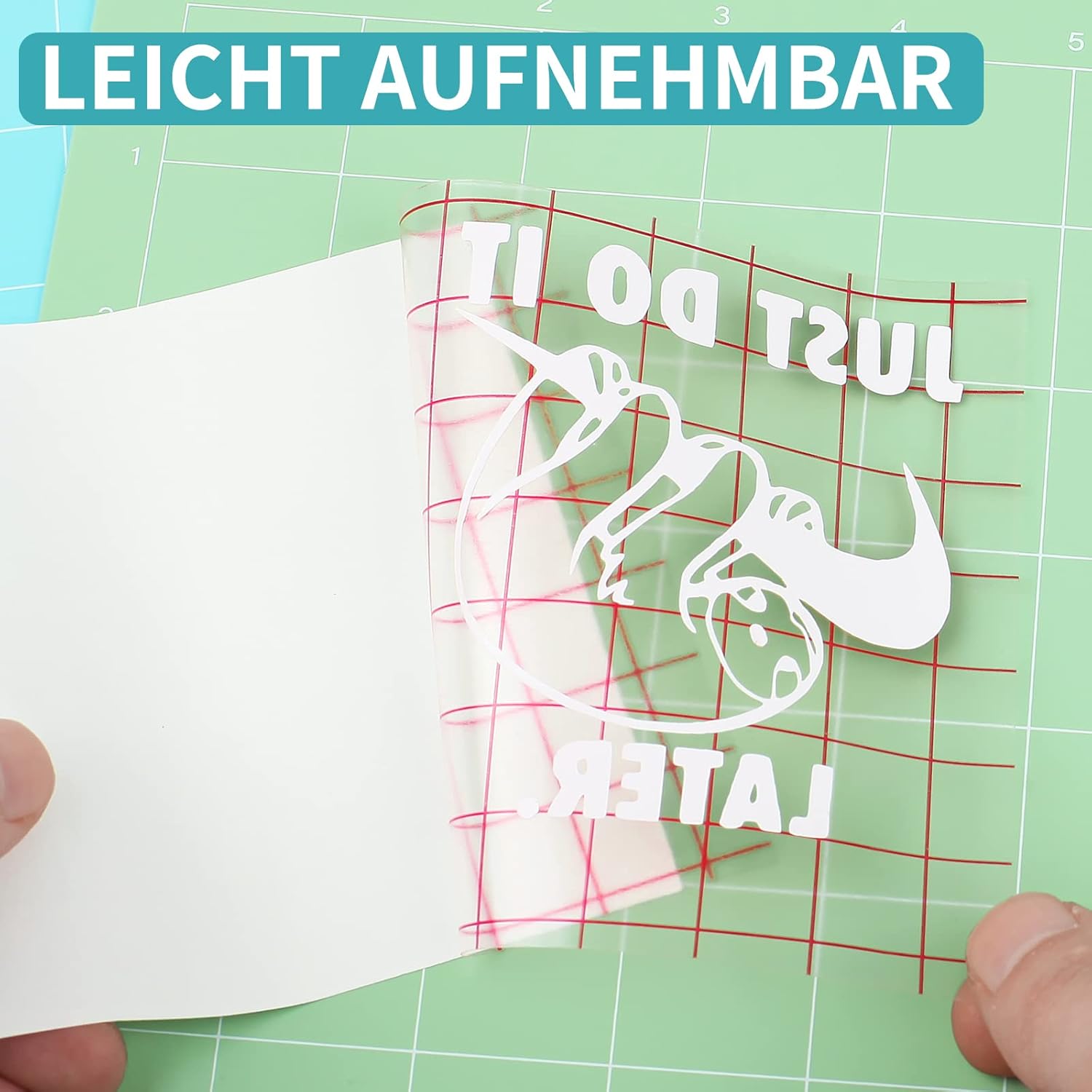 Detalle de Transferfolie Plotter für Vinyl 30,5 cm x 10 m mit rotem Raster – Übertragungsband für Cricut, Silhouette & Cri-cut