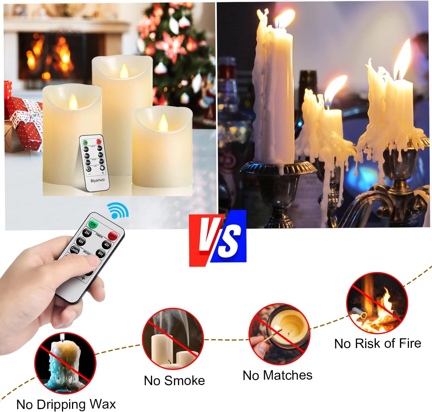 Thumbnail 5 de Biyanuo LED Candles 3‑Pack 4/5/6