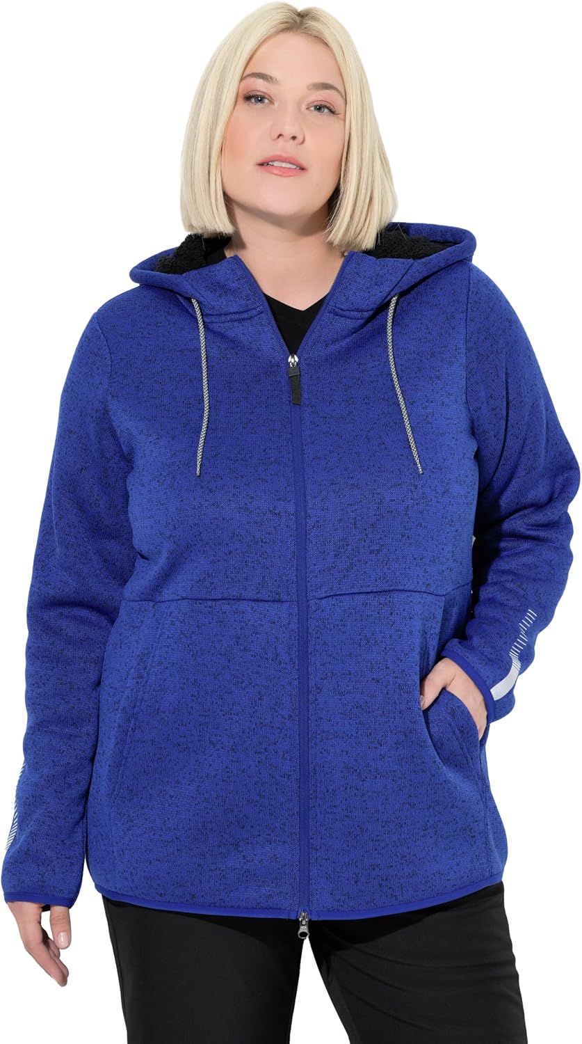 Detalle 2 de Ulla Popken Giacca di Maglia e Pile Teddy con Cerniera a cursore Doppio e Dettagli ad Alta Visibilità 812880