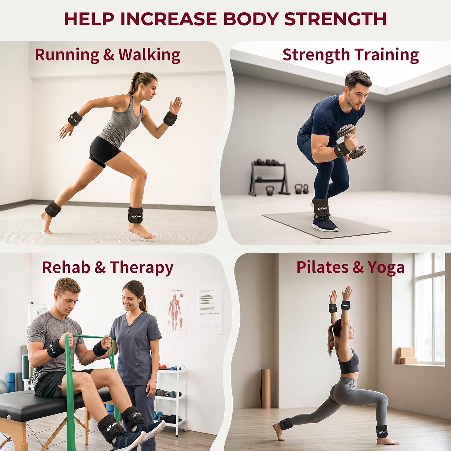 Thumbnail 4 de Adjustable Ankle Weights Set (1–6 LBS per pair) With Removable Sand Inserts for Women & Men