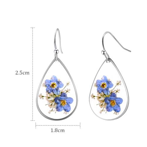 Thumbnail 5 de Aliyoham Forget-Me-Not Flower Drop Earrings – Silver Plated