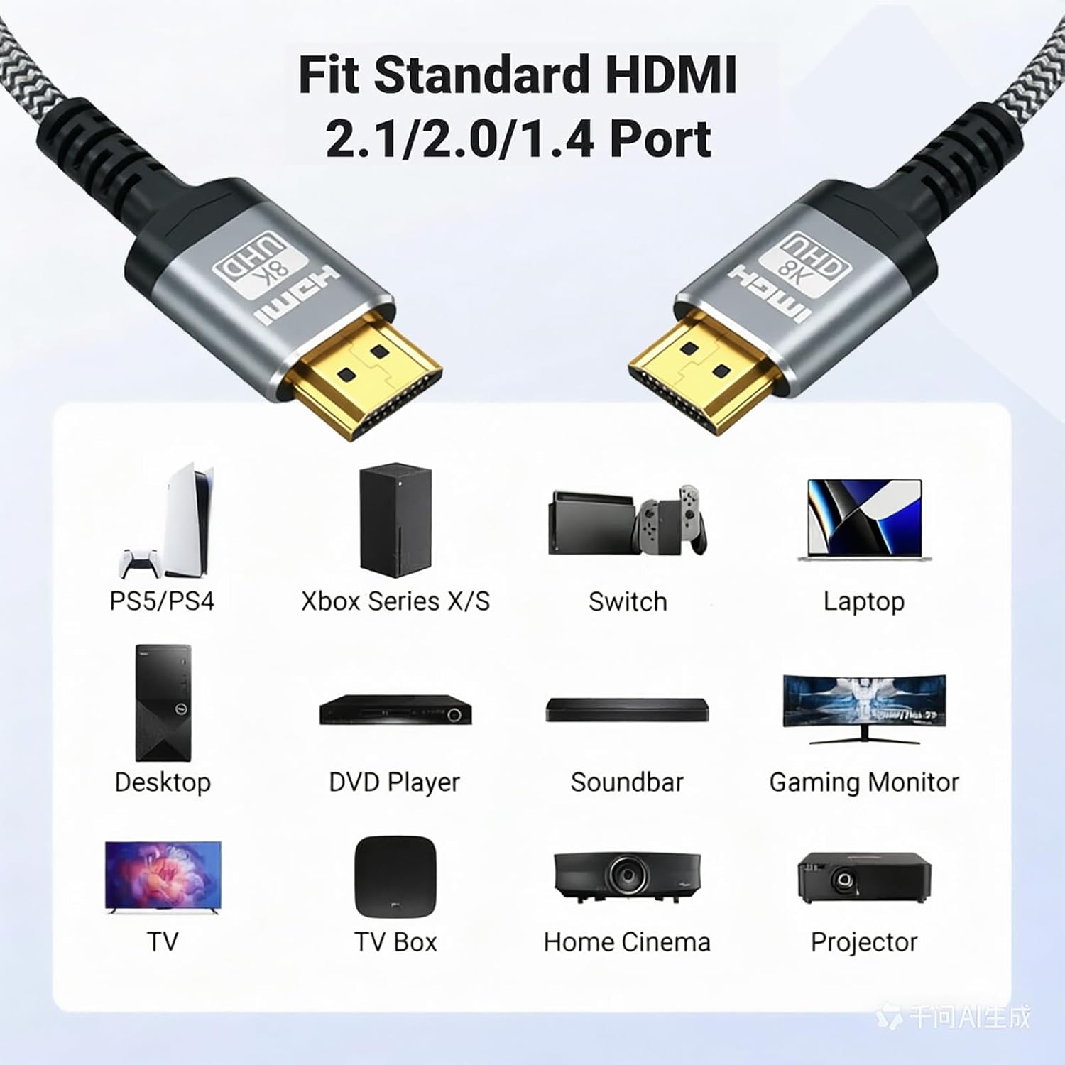 Thumbnail 6 de Soonsoonic 10K/8K/4K Câble HDMI 3M certifié HDMI 2.1 – Ultra haut débit 48 Gbps, 8K@60Hz / 4K@120Hz