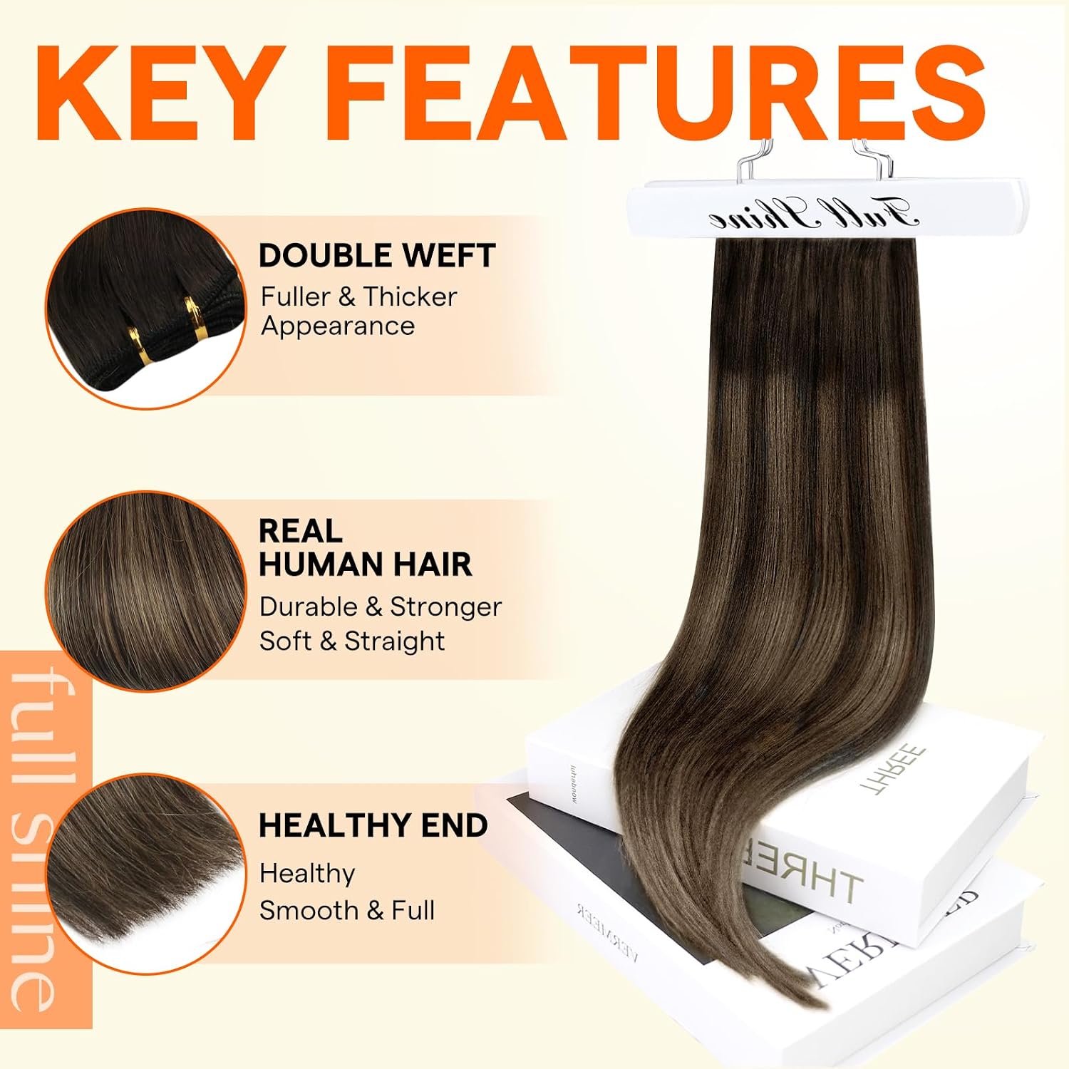Detalle 2 de Full Shine 22 Inch Sew-In Human Hair Extensions