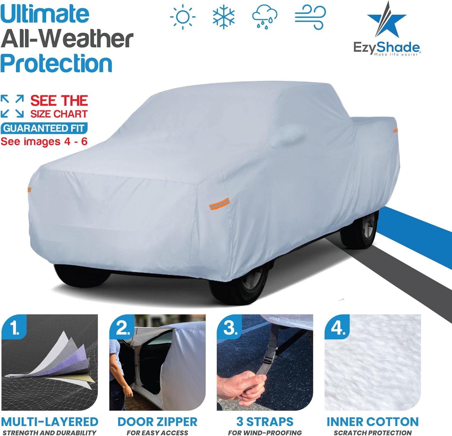 Thumbnail 1 de EzyShade 10-Layer Waterproof All-Weather Truck Cover, Size T2 (See Vehicle Size-Chart)