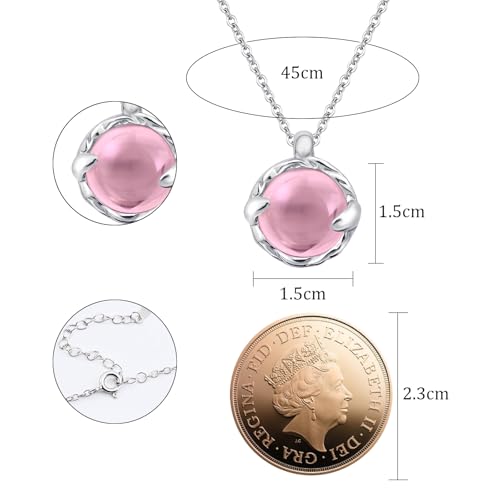 Thumbnail 5 de Weviway Pink Crystal Pendant Necklace with Silver Cable Chain – 45 cm