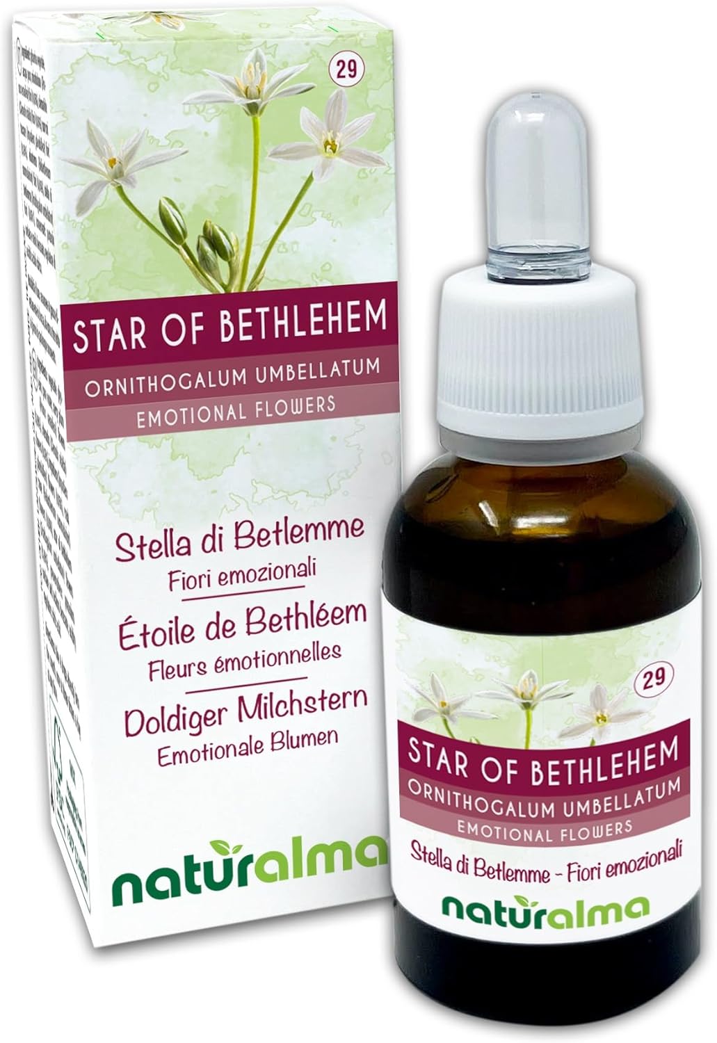 Detalle de Star of Bethlehem (Stella di Betlemme) Naturalma – Fiori emozionali in gocce 30 ml, analcooliche