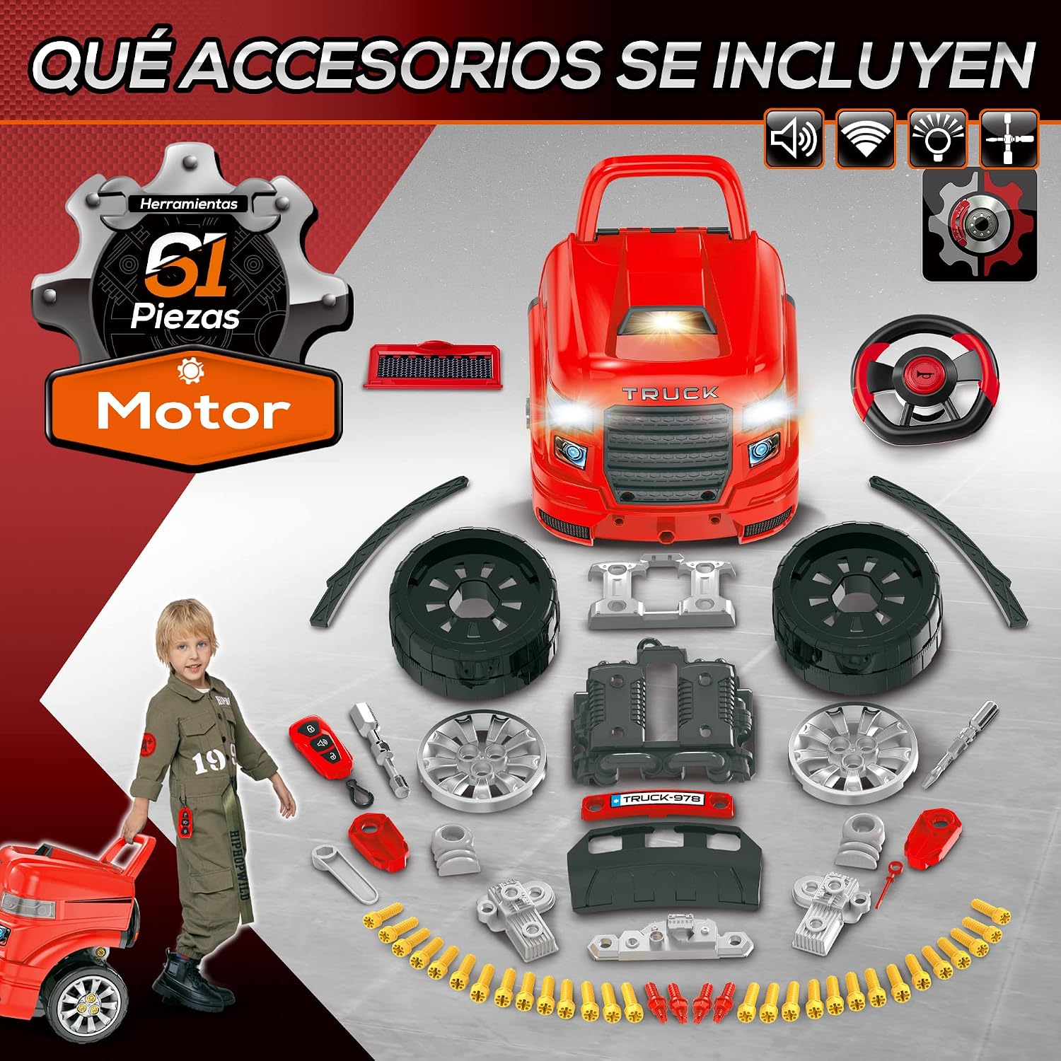 Thumbnail 4 de HOMCOM Motor de Camión para Niños 61 piezas