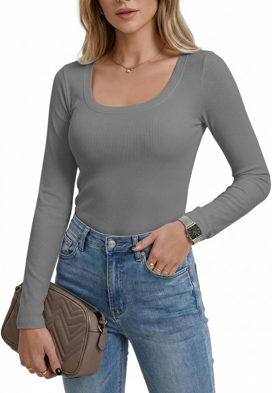 Thumbnail 2 de AirMood Casual damesshirt met lange mouwen, ronde hals en comfortabele pasvorm