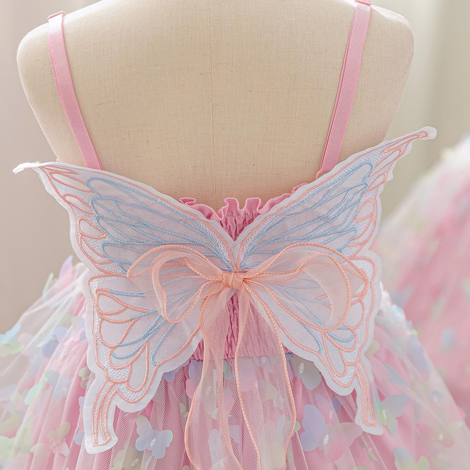 Thumbnail 5 de NNJXD Baby Girl Rainbow Tulle Dress: Fairy Butterfly Party Attire for Toddlers