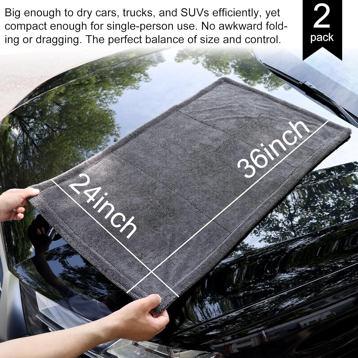 Thumbnail 1 de Singrune 2 Pack XL 1300GSM Car Drying Towel