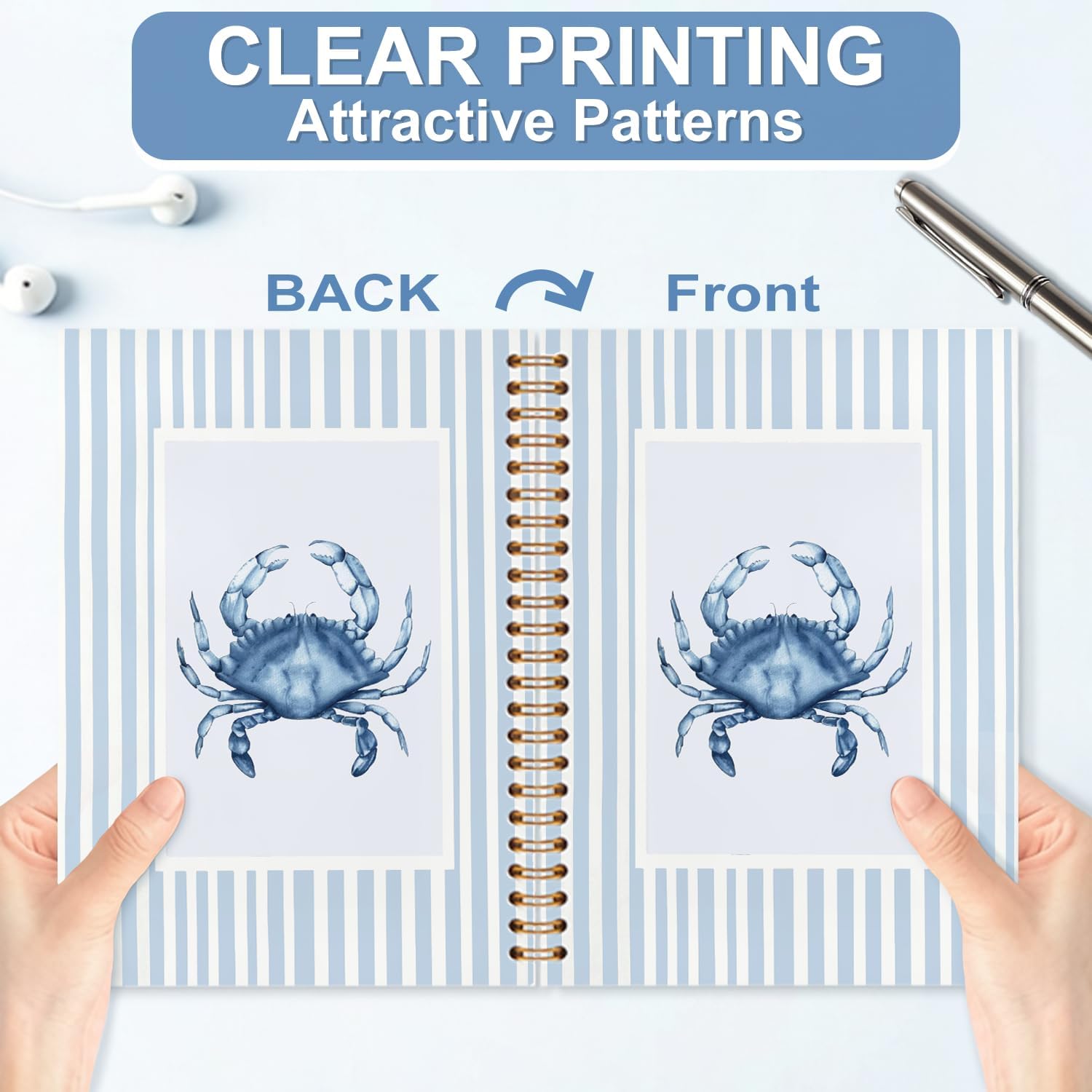 Thumbnail 4 de YPZPSJB Blue and White Crab Spiral Notebook, 80 Pages, Hardcover, 5.5 x 8.3 Inch