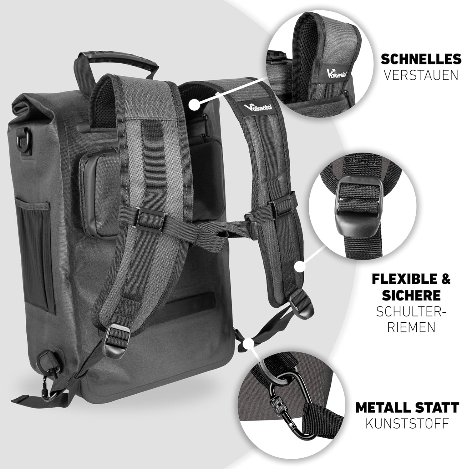 Thumbnail 3 de Valkental 3in1 Fahrradtasche – Bis 25L, wasserdicht, reflektierend, abschließbar, mit Laptopfach