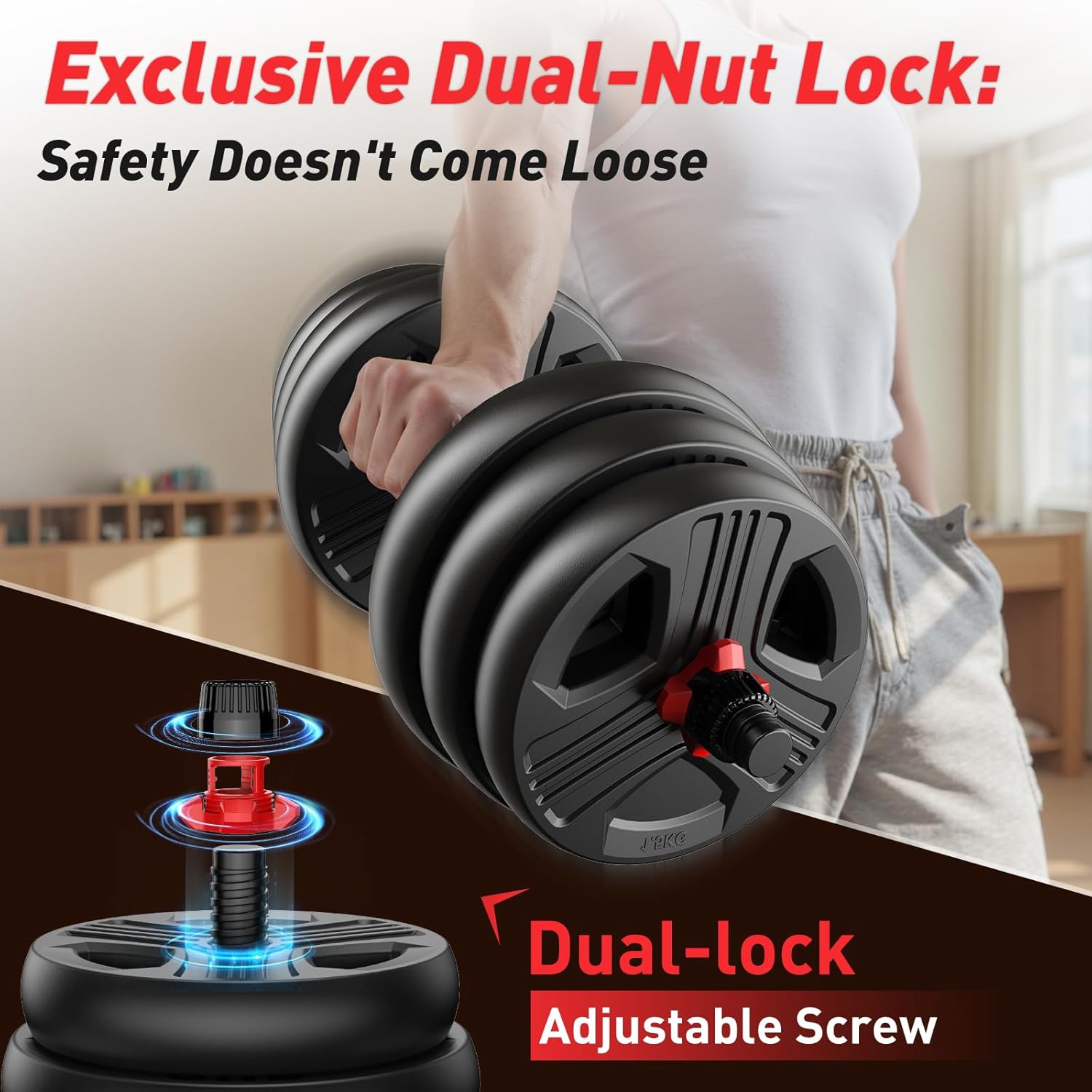 Detalle de FITPLAM Adjustable dumbbell 90lbs 🏋