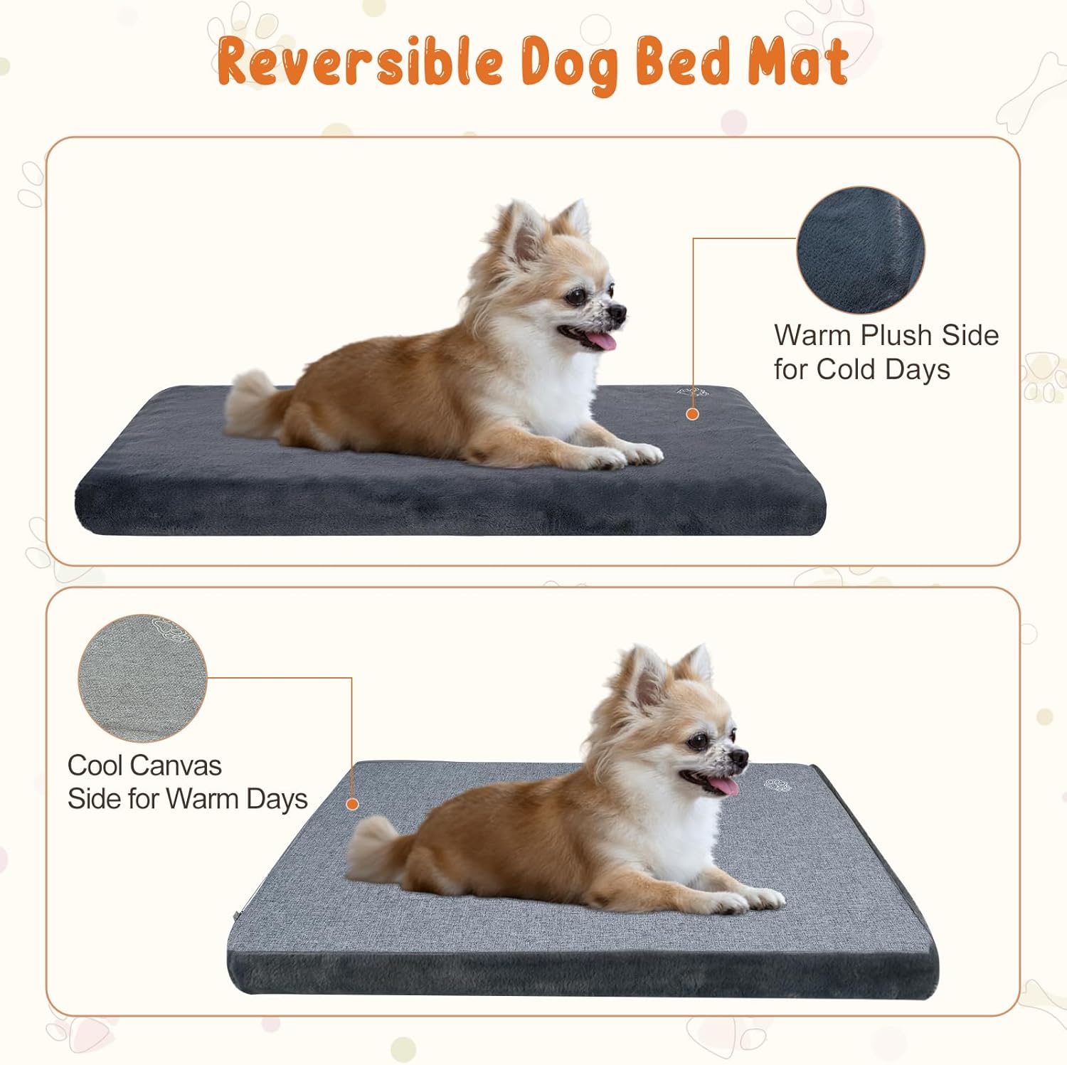 Thumbnail 2 de EMPSIGN tapis de cage réversible imperméable (frais et chaud) gris pour chien et chat