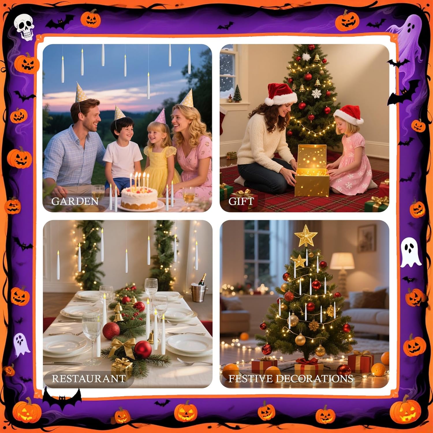 Thumbnail 4 de Dixmas schwebende Kerzen mit Zauberstab-Fernbedienung – 12 flammenlose LED-Kegelkerzen zur Deko